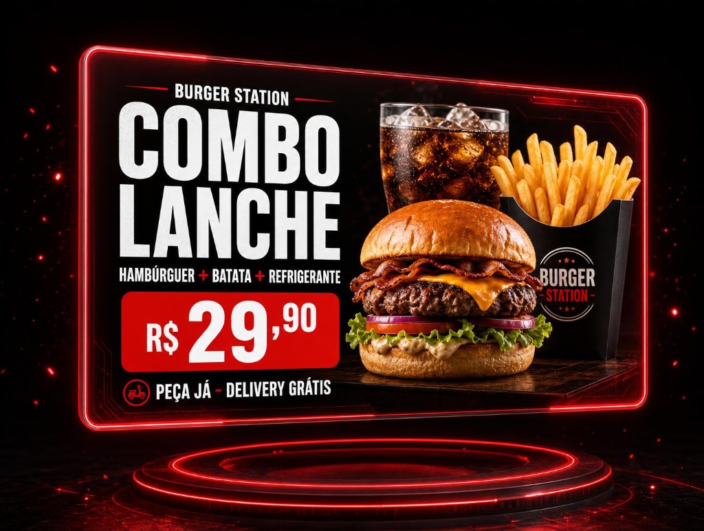 Menu Board Combo Lanche criado com Inteligência Artificial