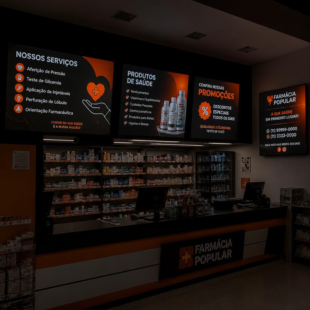 Digital Signage para farmácias e clínicas