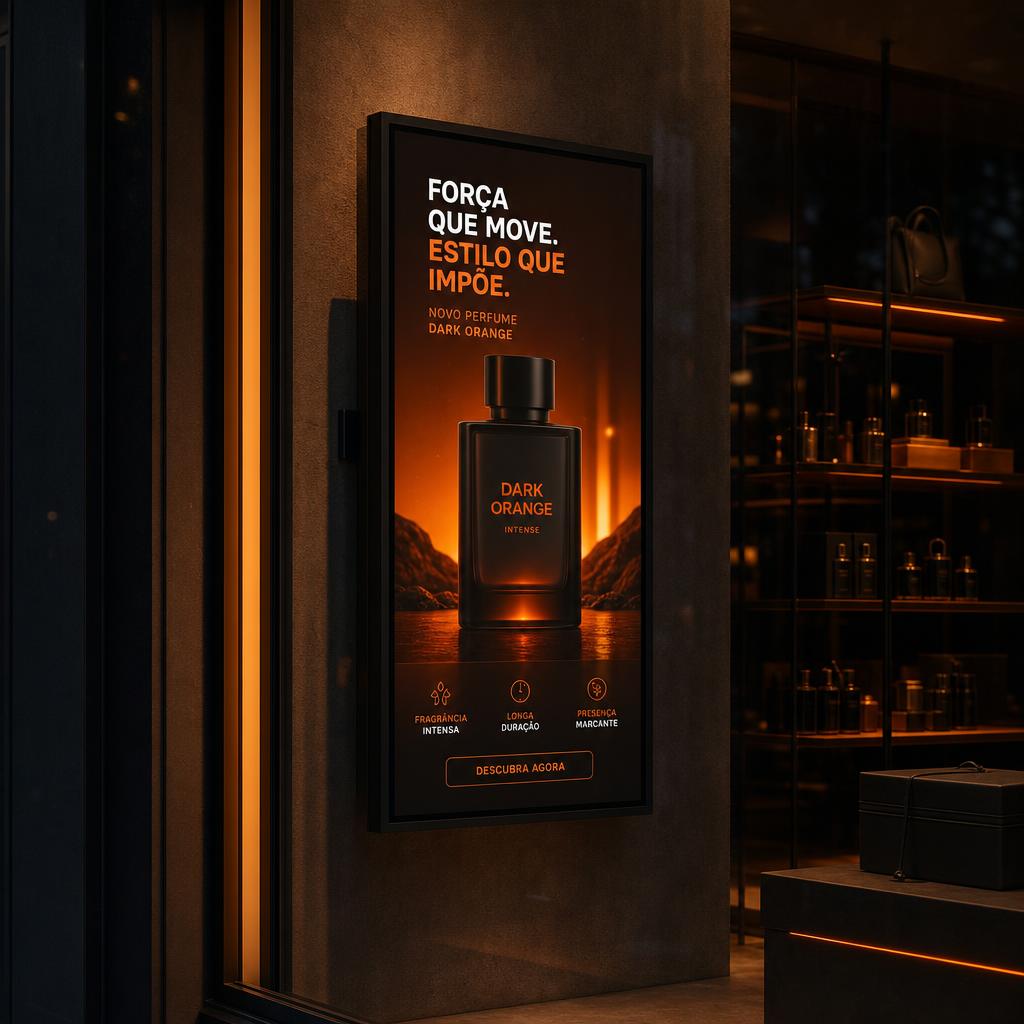 Vitrine digital exibindo produtos e ofertas